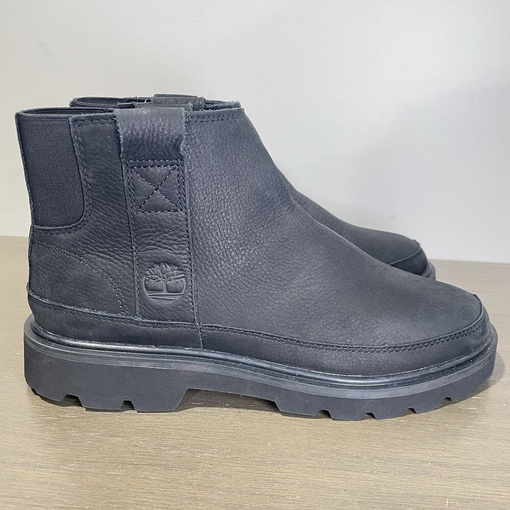 Timberland Womens Size 8 Boots NEW Rowan Way Pull-On Black Mid Leather Repellent